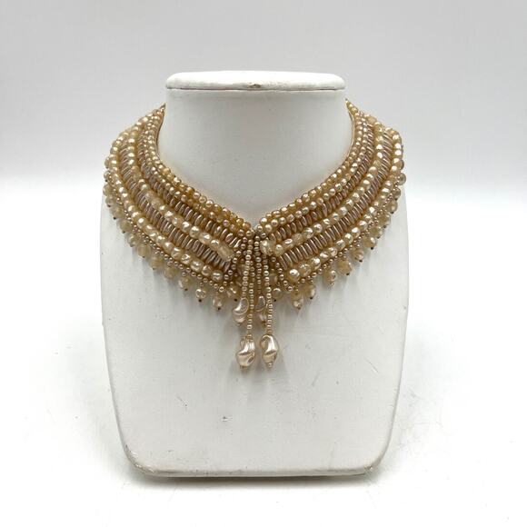 Vintage Pearl Statement Collar Necklace Baare Beards Inc Ivory Softie - Picture 1 of 6